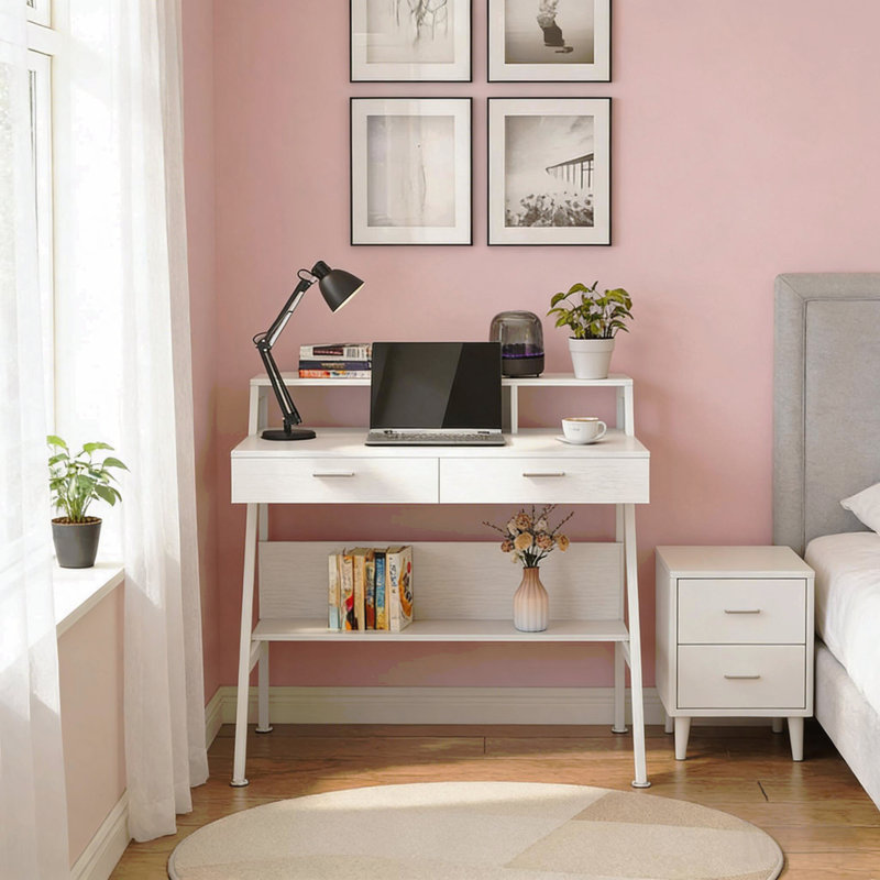 Bureau d'écriture avec tablette de rangement