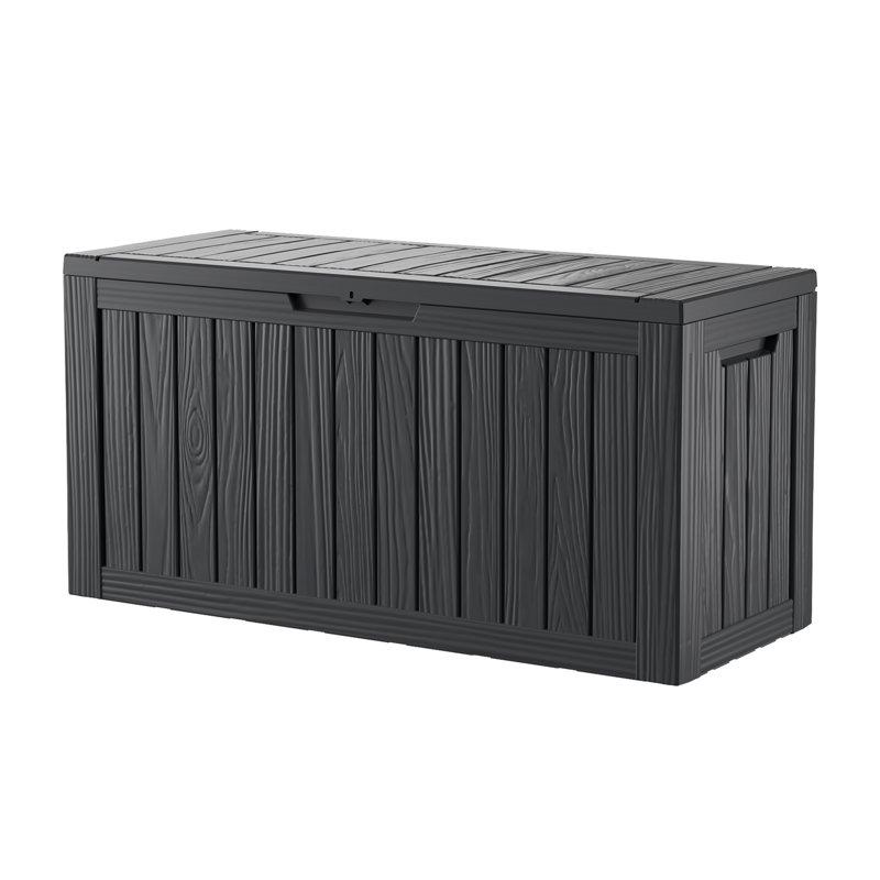80Gallons Water Resistant Resin Lockable Deck Box, Black