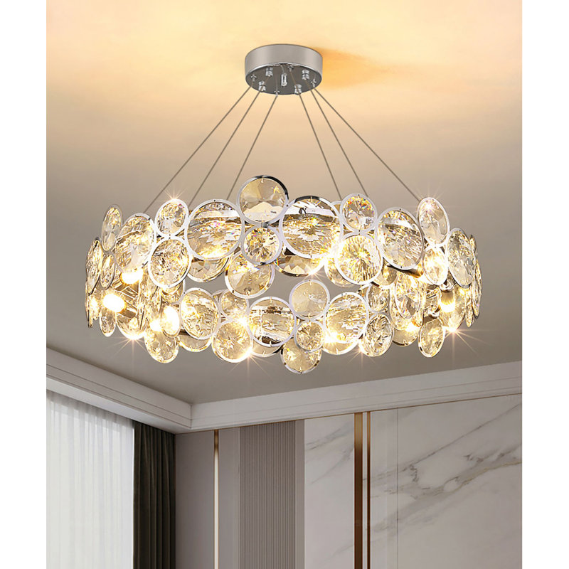Anacoglu Nordic Post-modern 40INCH Round Crystal Ring Chandelier 3000-6000K Dimming