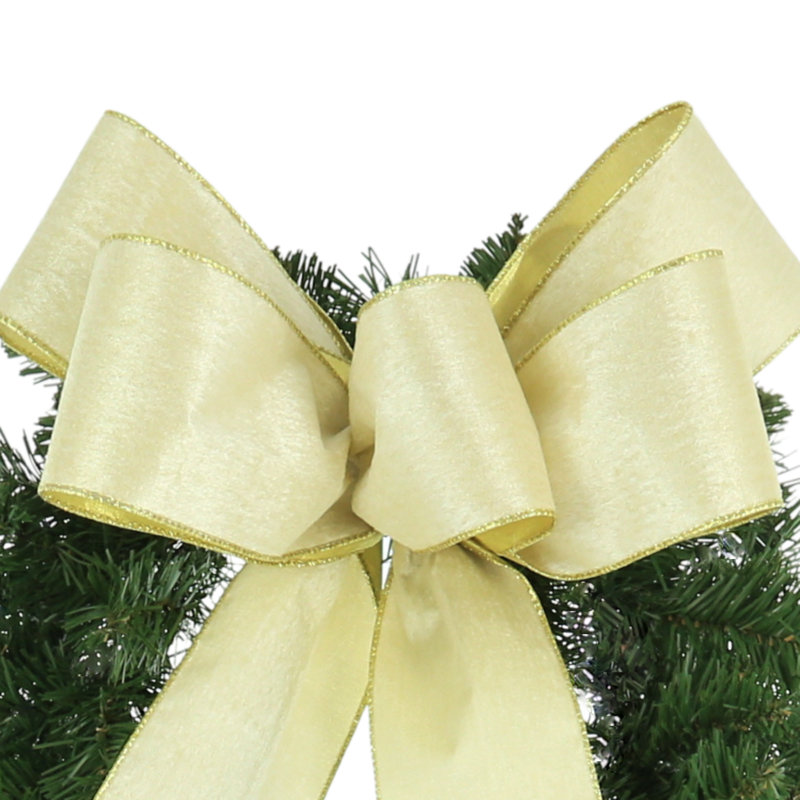 Couronne Racine Evergreen avec grand nœud en velours crème