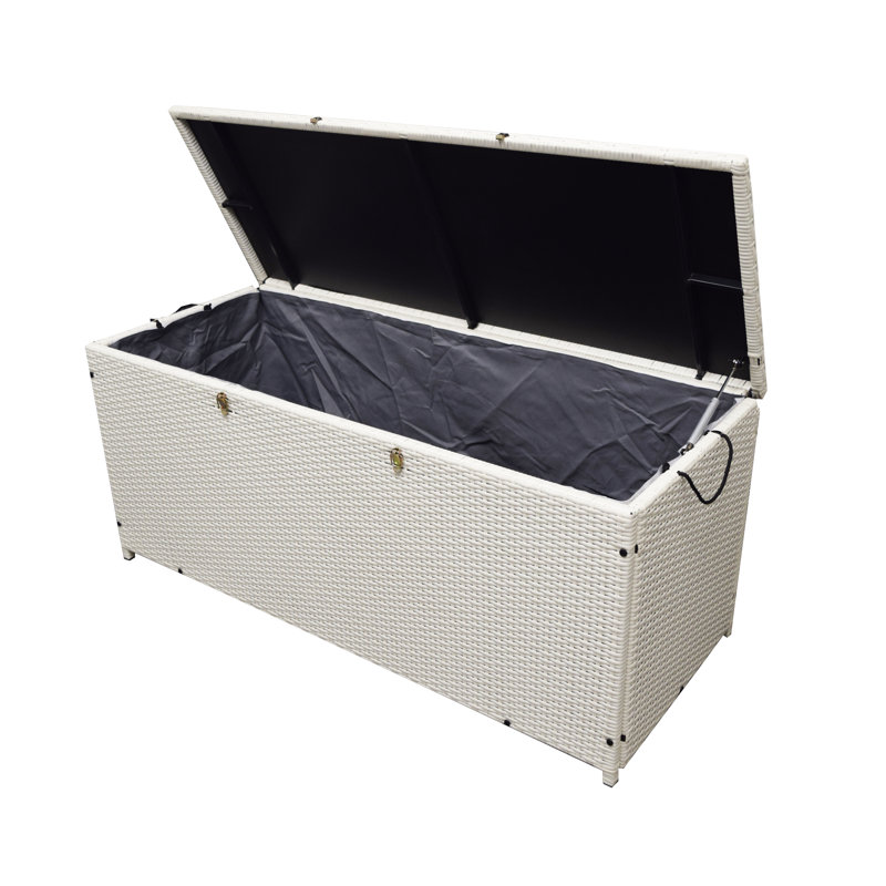 Oakland Living 53'' W 113 Gallons Water Resistant Wicker Deck Box, White