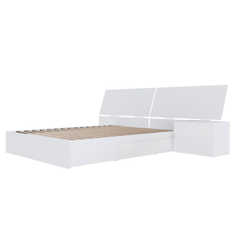 Ensemble de chambre à coucher avec rangement réversible 2 pièces Kirkham, Blanc