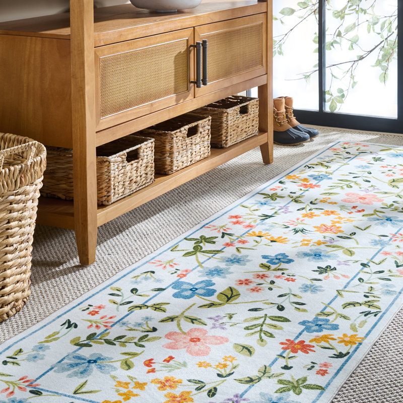 Msrw 190 Performance Machine Washable Floral Rug, Runner 2'6" x 8'