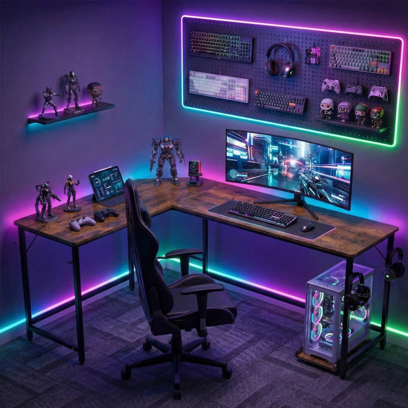 66IN L Shaped Corner Desk, Modern Large L Desk for Home Office & Gaming, White