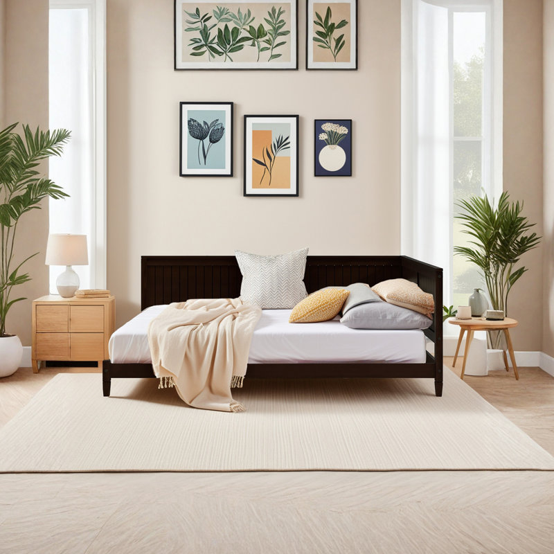 Full Size Wood Daybed/Sofa Bed, with Wood Slats, Espresso, Espresso, Full / Double