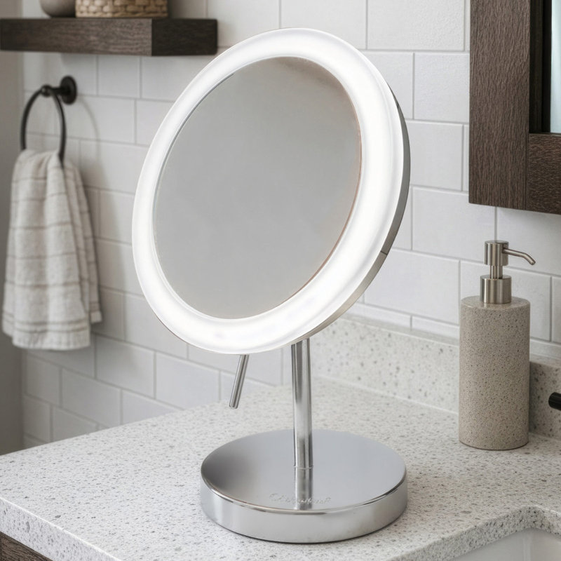 Miroir de maquillage/rasage à del autoportante, Chrome poli