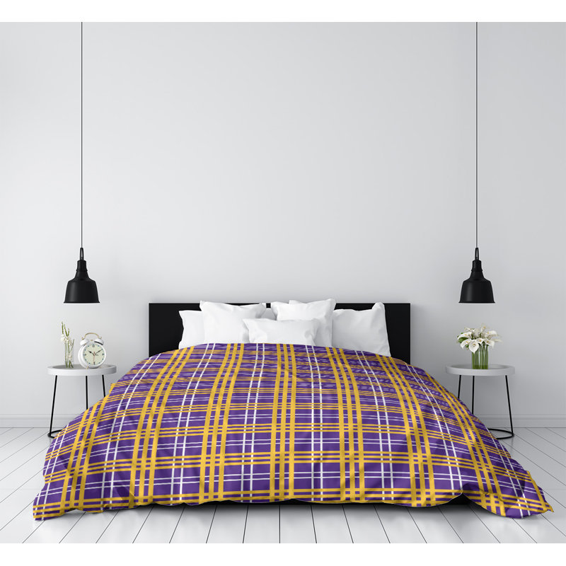Housse de couette simple Minnesota Football Luxury, Housse de couette pour grand lit, Mauve / blanc / or, Polyester brossé