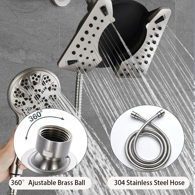 2.5GPM Shower Heads With Handheld Spray Combo, Nickel
