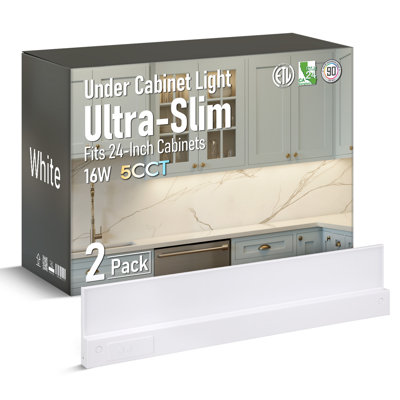 16w 5cct Led Under Cabinet Lighting Fits 24-inch Cabinets, Ultra-slim Linkable Under Counter Lights