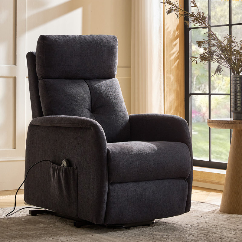 Fauteuil inclinable électrique avec dossier capitonné Armenuhi, Polyester blanc