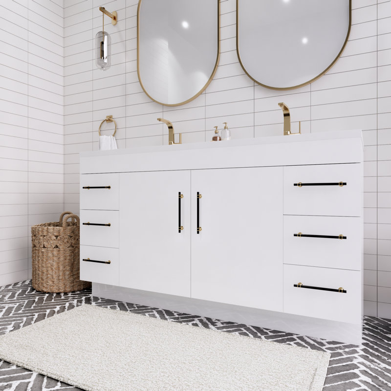 Spring 60" Double Sink Bathroom Vanity, Gloss White