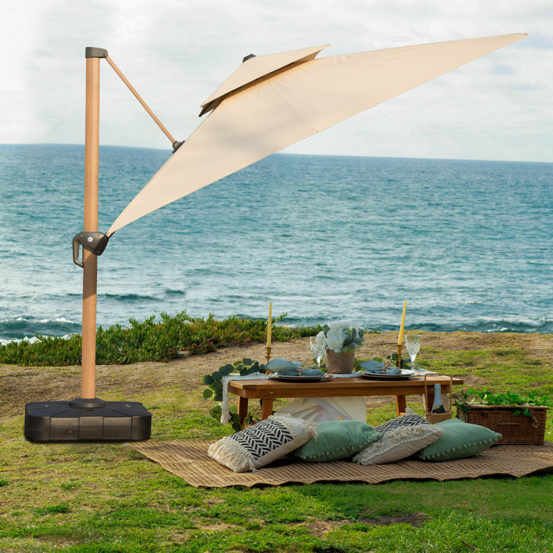 Parasol en porte-à-faux rectangulaire 11 pi 6 po x 8 pi 5 po Diahn, Beige