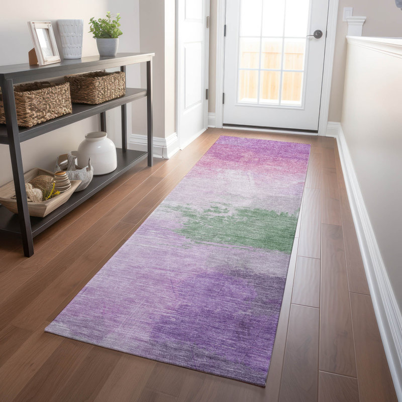 Machine Washable Indoor/Outdoor Claudian ACN1519 Lilac Rug, Runner 2'3" x 7'6"