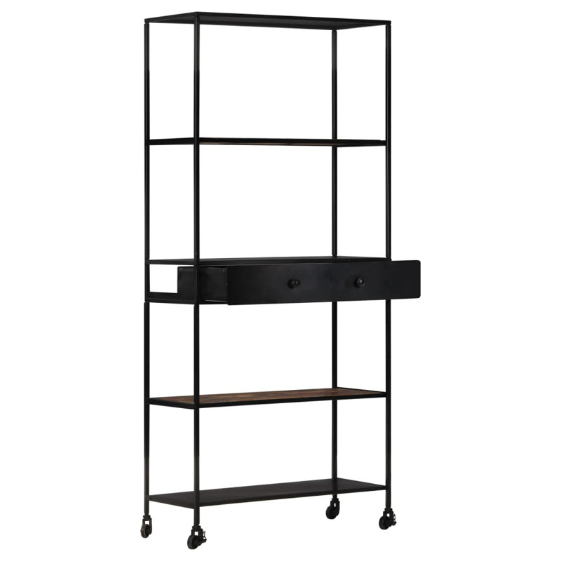 Book Cabinet Rough Mango Wood & Iron, 180cm H x 80cm W x 35cm D