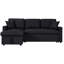 Canapé modulaire en lin noir avec canapé-lit et méridienne réversible