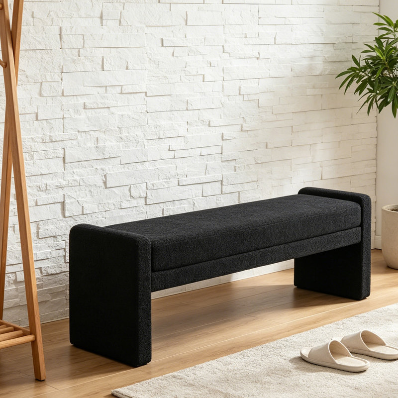 Banc de rangement rembourré 66,9 po, Noir
