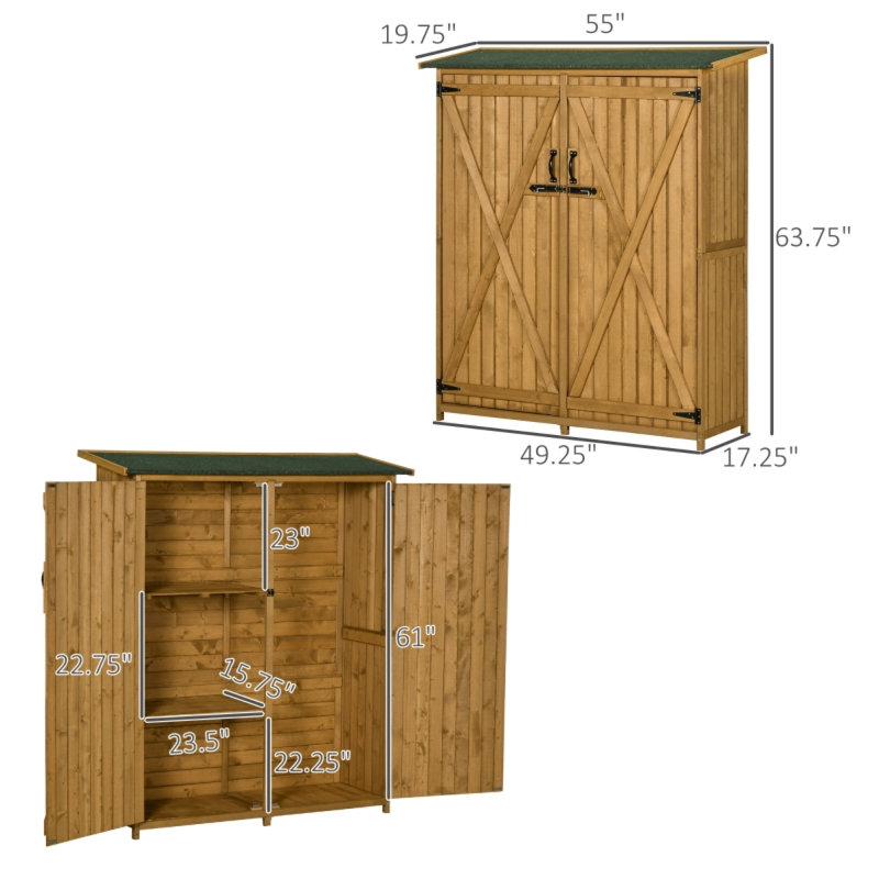 Remises de jardin en bois durable, armoire de rangement extérieure rustique pour outils