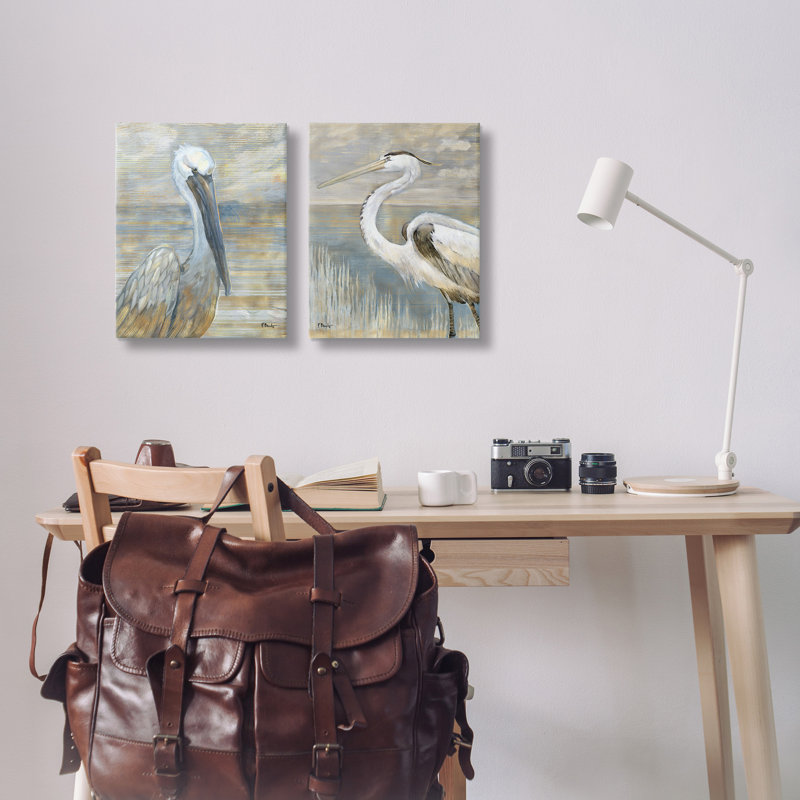 Ensemble de 2 reproductions d'art sur toile, "Sea Birds" par Paul Brent, H 20 po x l 32 po x P 1,5 po