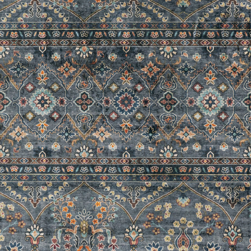 Tapis bleu sarcelle et ivoire Aspers, Rectangle 3 pi x 5 pi