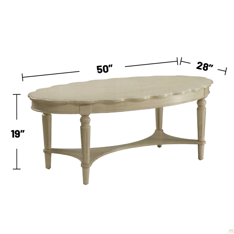Table basse ovale avec tablette inférieure