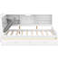 Lit plateforme simple blanc avec rangement pour tête de lit, 2 tiroirs et tablettes pour chambre à coucher