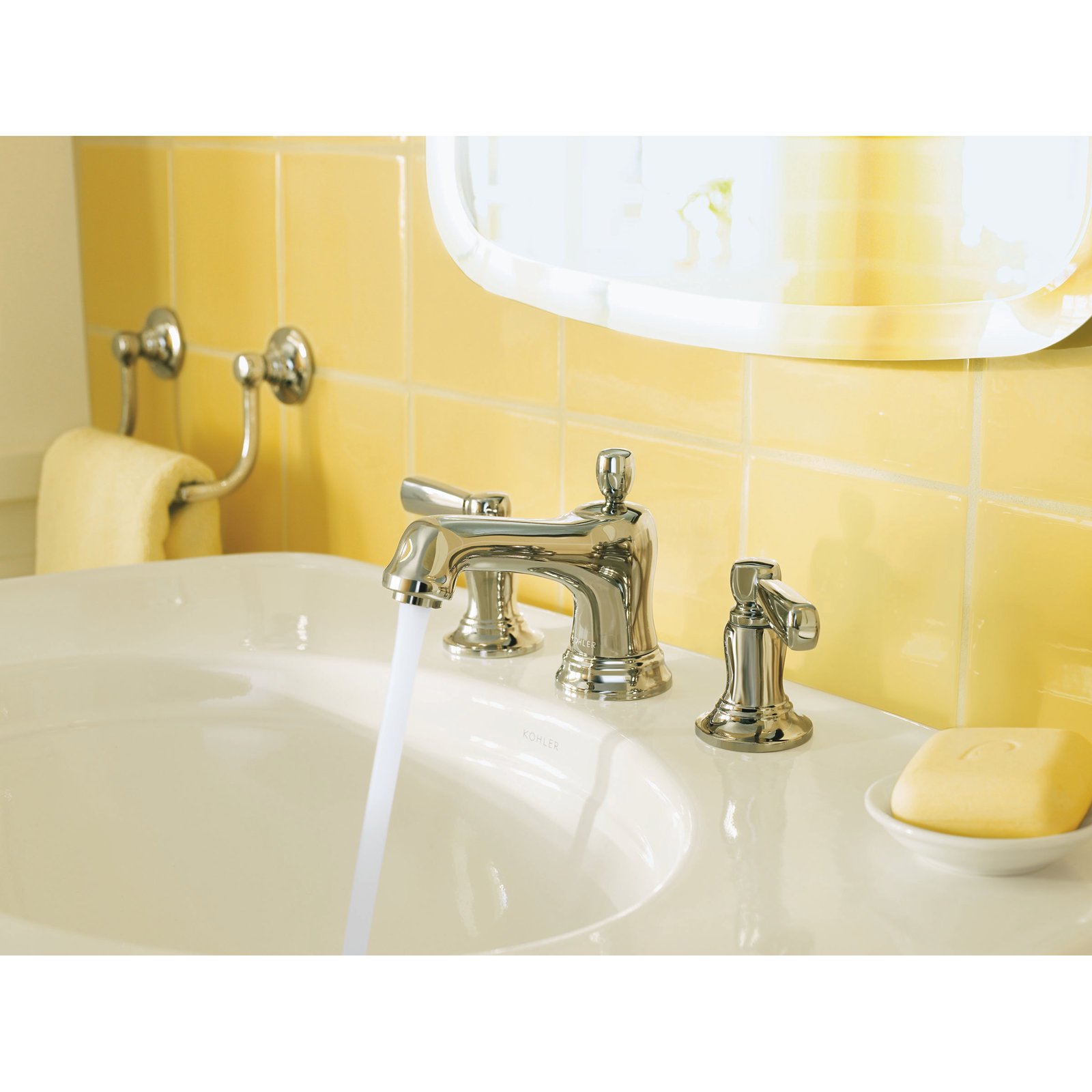 Bancroft Widespread Bathroom Faucet with Drain, Vibrant Polished Nickel