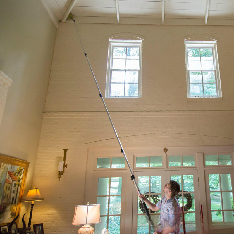 Cleaning Kit And Window Washing Kit With 6-24 Ft Telescoping Extension Pole (30+ Ft Reach, Window Squeegee Tool & Microfiber Duster For High Ceilings