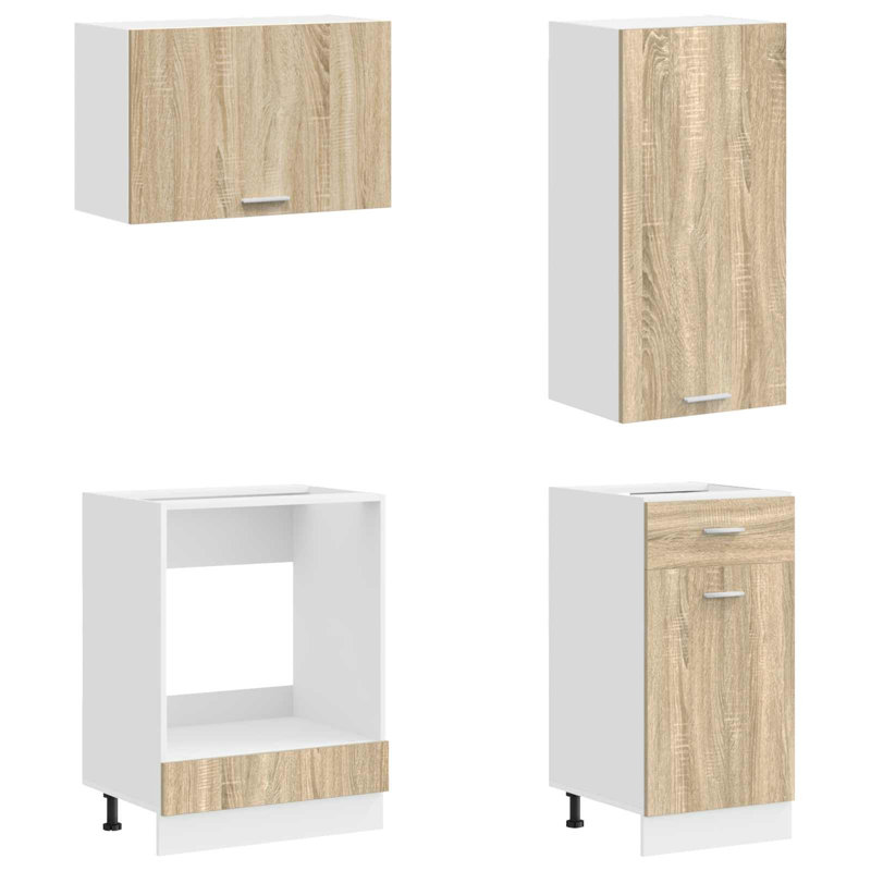 vidaXL Kitchen Unit with Drawer with Door LYON 8 pcs Engineered Wood Modern, Sonoma Oak