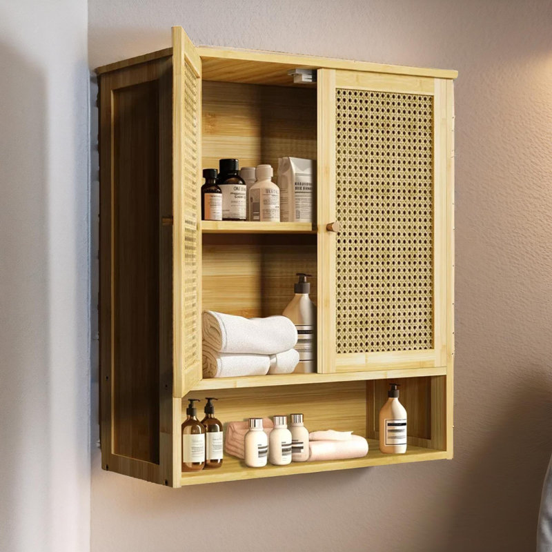 Aunalee Bamboo Bathroom Wall-Mounted Storage Cabinet Organiser