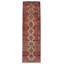 Tapis de couloir unique en laine noué à la main de style années 2000 3 pi 5 po x 10 pi 5 po en rouge / bleu marine foncé / beige Amiyaah