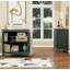Buffet vintage vert peint à la main, armoire à pieds romains sculptés avec rangement caché, structure renforcée et base surélevée pour le salon et la salle à manger