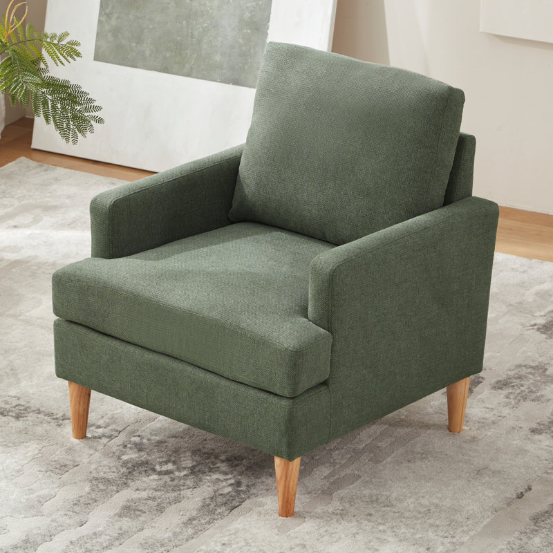 Armchair With Solid Wood Legs Set Of 2, Green
