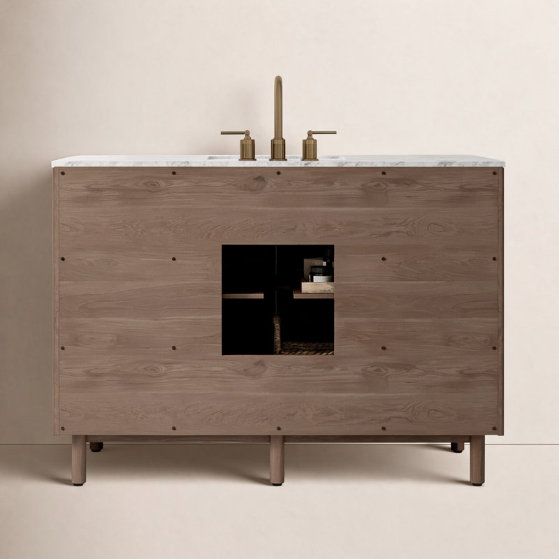 Kensington 48" Bathroom Vanity in Fluted Birch, Brown Reeded Birch