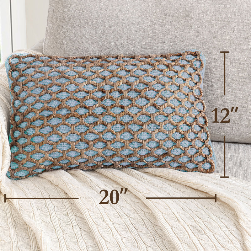 Boho Living Jada Decorative Pillow Collection Living Cotton Blend Square Throw Pillow Cover, Light Blue
