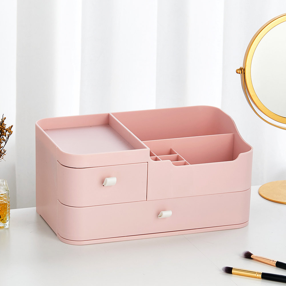 Modern Pink Plastic Desktop Makeup Storage Organiser