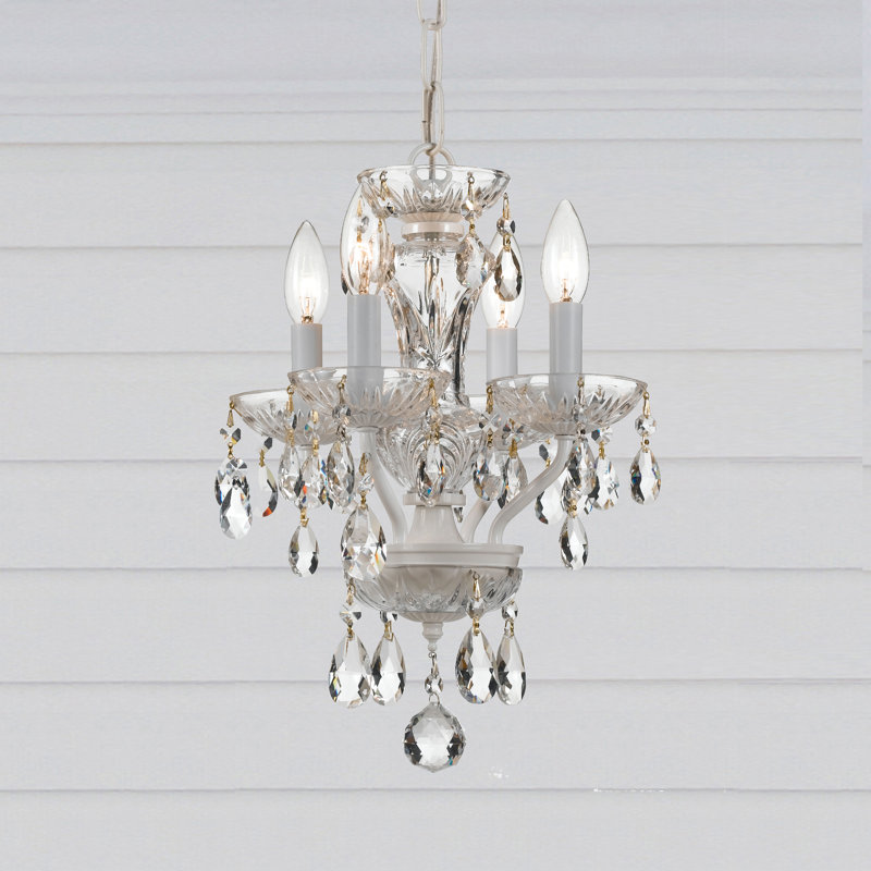 Malpaso 4 - Light Candle Style Traditional Chandelier with Crystal Accents, Wet White, Italian