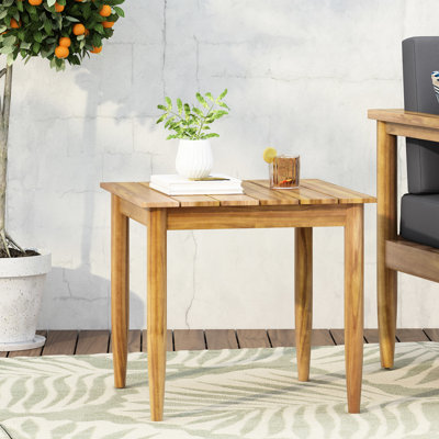 Table d'appoint rustique en bois, 51 x 51 x 46,5 cm, Table de style lattes, 50 x 50 x 46,5 cm, Hue
