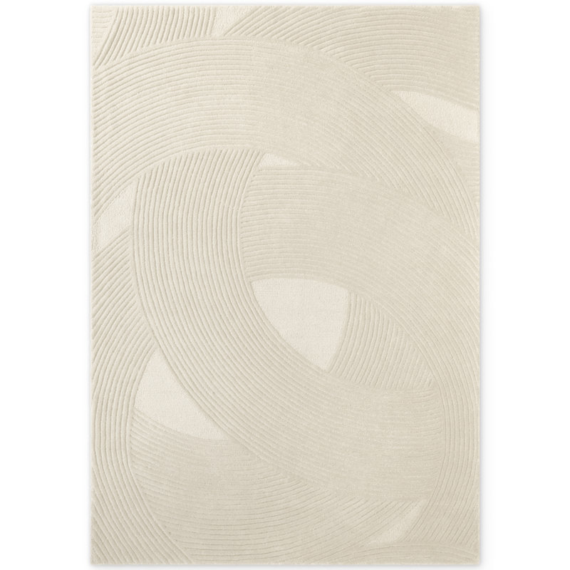 Wool Hand Tufted Area Rug, Cream, Rectangle 120 x 170 cm