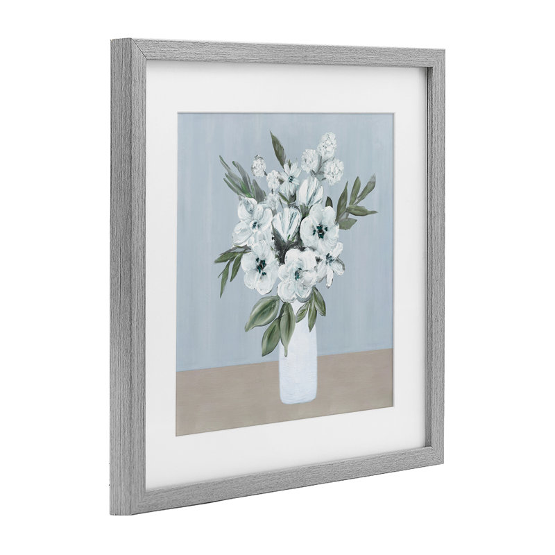 «Cerulean & White Blooms», reproduction encadrée sous verre, conception de Marilyn Dunlap, H 13 po x l 13 po