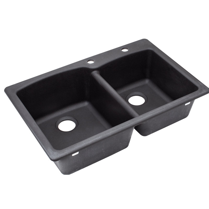 Évier de cuisine à double cuve encastrable L 33 po x L 22 po ellipse