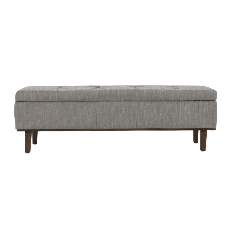 Louise Upholstered Storage Bench, Gray Basketweave