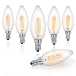 4 W (équivalent à 40 W), ampoule DEL B10, à intensité variable, base blanc chaud E12 / base candélabre (Ensemble de 6)