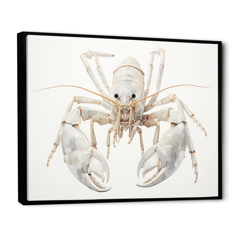 Impression sur toile Minimalisme, écrevisse III, Cadre flottant noir, H 30 po x l 40 po x P 1,5 po