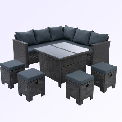 Ensemble de conversation modulaire de huit articles avec coussins