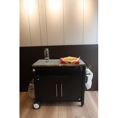 Two Doors Outdoor Grill Cart With Patio Furniture, Outdoor Grill Table With Storage,Rolling Bar Cart Outdoor BBQ Cart With Hooks And Spice Rack For G by Red Barrel Studio