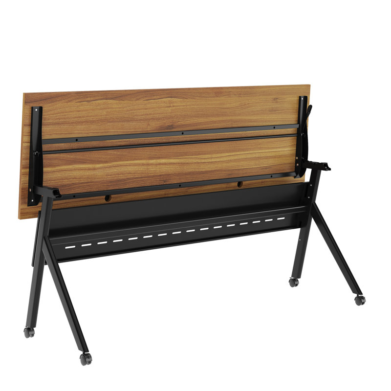 Commercial Nesting Flip Training Table With Steel Frame And Y-Legs, Brown, Black