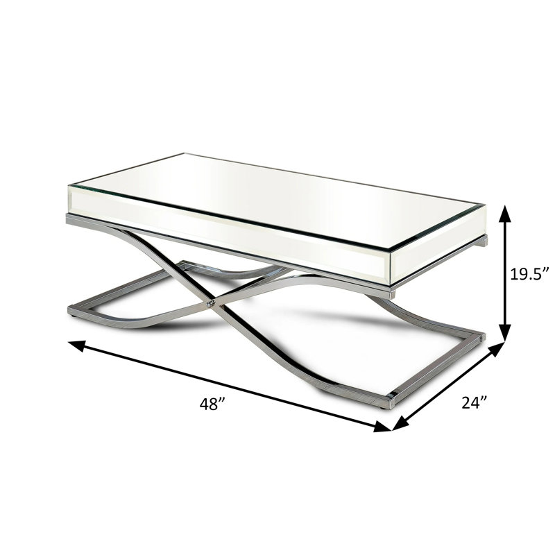48" W Contemporary Coffee Table, Chrome