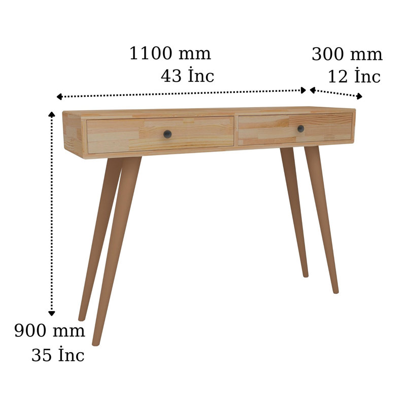 Console Table 110Cm Solid Wood Eradu, Brown