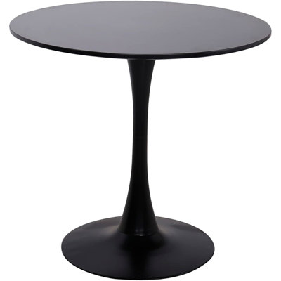 Table de salle à manger ronde de 31,5 po, noir moderne, base en métal, surface et surface facile à nettoyer avec option de nettoyage rapide