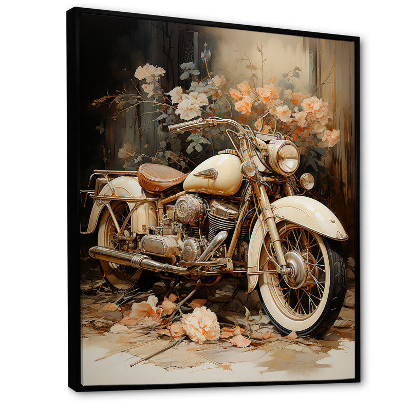 Mélodie rétro de motocyclettes, H 40 po x l 30 po x P 1,5 po, Cadre flottant noir